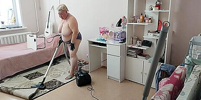 Camera Filmed Stepmother-in-law Naked Cleaning