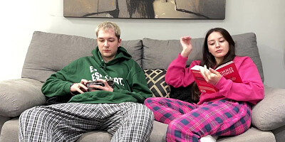 Sugary Kitty - Stepbrother Watch Porn And Jerk Off Next To Stepsister! But She Deci