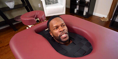 Curvy redhead girl is fucked by two horny masseurs