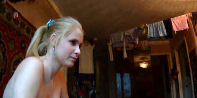 Blonde girl lets boyfriend fuck her risking to be late for work