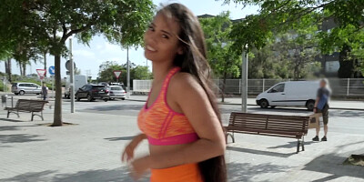 Latina girl sucks stepbrother and gets fucked outdoors