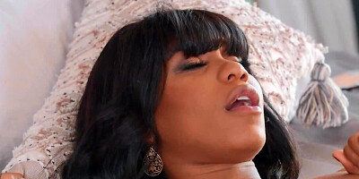 Black lezzy with bangs and girlfriend enjoy interracial sex