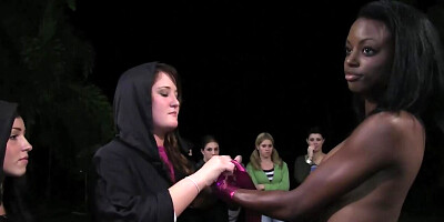 Submissive chicks are tied up and punished at the lesbian orgy