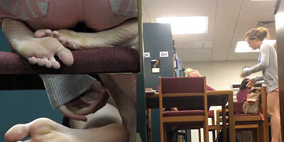 Candid Soles & Feet in the Library