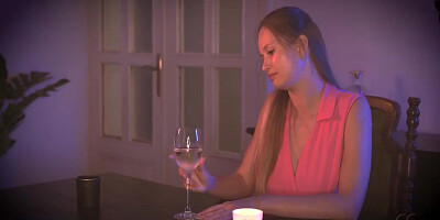 Elegant Dress Masturbation Under Table
