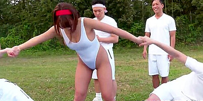 Dirty Japanese gang plows Sara Saijo in an outdoor romp.