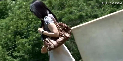 Japanese Babe at playground been squirt & having sex with stranger
