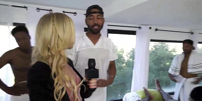 News Reporter Kali Roses Sucks Big Black Athlete Cocks