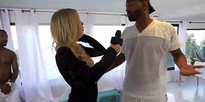 News Reporter Kali Roses Sucks Big Black Athlete Cocks