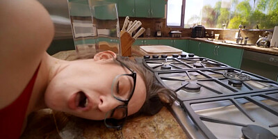 Nerdy redhead girl is being fucked by a horny stepdaddy