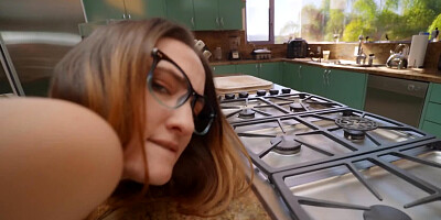 Nerdy redhead girl is being fucked by a horny stepdaddy