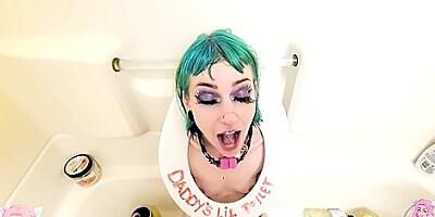 Nasty Tinder Piss Whore Guzzles Piss from Her Own Ass