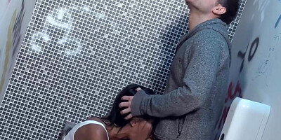 Brit Slag Elicia Solice Banged in Public Bathroom