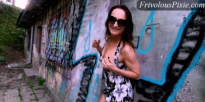 Flashing Masturbation Orgasm And Pissing At The Train Station