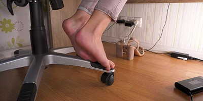 Underdesk Foot Worship Office Tease