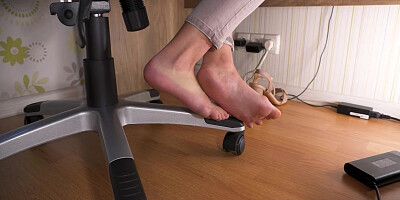Underdesk Foot Worship Office Tease