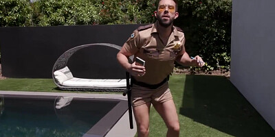 April Olsen - Big Boob Gets Caught By An Eager Cop While Masturbating Outdoors