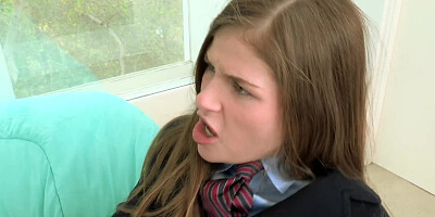 Horny tutor serves veiny schlong to pale schoolgirl