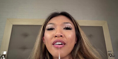 Asian girl is brought to the hotel room to be fucked for cash