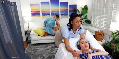 Petite Asian nerd is getting her pussy rammed by a big rod