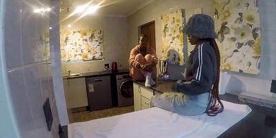 Black lesbian college roommates caught fucking in the kitchen!