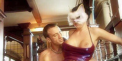 Milf In Stockings Spreads Her Legs For A Hard Shagging While Wearing A Mask