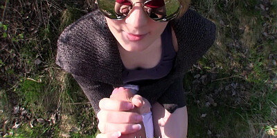 Handsome young chick just loved her trip to the nature with boyfrind