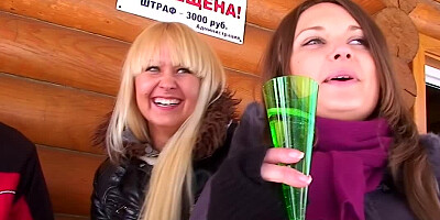 Girls get drunk while out in the cottage and then they fuck