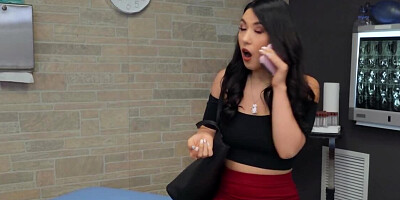 Doctor's cock is going to be unforgettable for the brunette girl