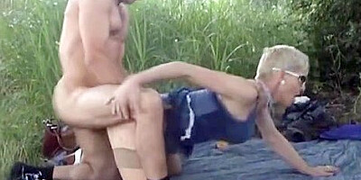 Short Haired Lady From France Eating Cum In The Woods