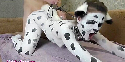 Beautiful Girl In Dalmatian Costume Play