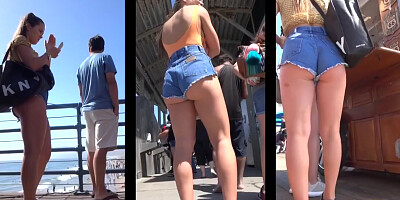 Delicious Little Woman In Shorts Teasing Men