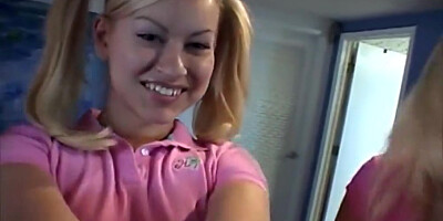 Sexy Blonde Fake twin teens 18+ Go Down On Pussy