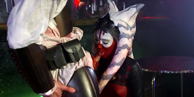 This hot babe is being fucked bu one stud at cosplay party