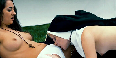 Hot nun sits her pussy on a pretty lesbian face for licking