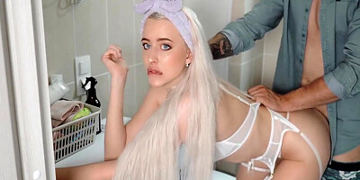 I Fucked My Friends On The Washing Machine And Cum On Her Face!! With Sexy Wife