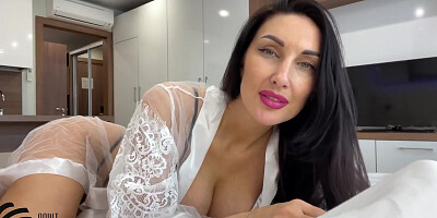 Hot Milf In Dirty Talk And Sensual Blowjob And Handjob