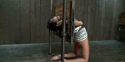 Krissie Dee - Sub Locked In Stocks In Back Arch