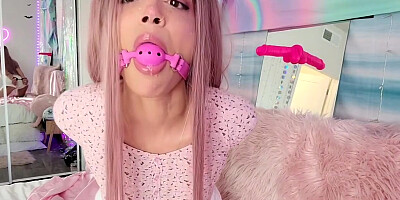 Cuffed And Gagged Blowjob With Rope Baby