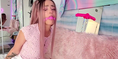 Cuffed and Gagged Blowjob with Rope Baby