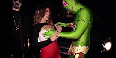 Love does group porn with costumed guys on Halloween in their bus