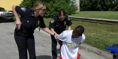 Police women spread legs wide and hook up with the black guy