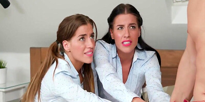 Silvia Dellai And Eveline Dellai - Slutty Teen 18+ Stepdaughters Eveline And Take Turns Fucking Their Horny Stepdad 12 Min