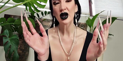 Black Lipstick White Long Nails Goddess Joi