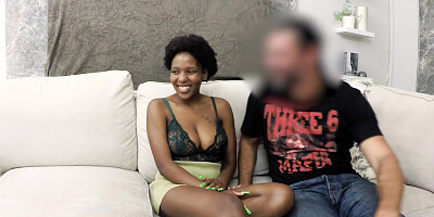Big tits African model gives booty to European producer to get gigs