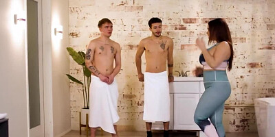 Big-tittied French charmer Natasha Nice and a massage threesome