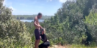 Blowjob And Fuck Outdoor With A Trasparent Shirt... And He Cum On It