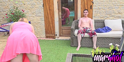 His Stepmother-in-law Hangs Out The Laundry, He Grabs It And Makes It Squirt