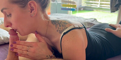 I Suck Him And He Cums On My Leggings