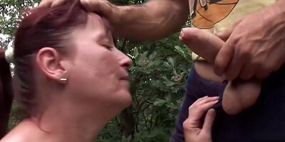 Redhead Mature Fucking With Her Man Outside